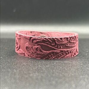 Elegant Plum Embossed Leather Bracelet